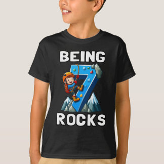 Camiseta Crianças De 7 Anos Subindo Pedra, 7 Aniversário