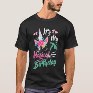 Camiseta Crianças de 7 anos Unicórnio É meu 7 mágico