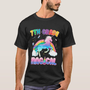 Camiseta Crianças De 7 Grau Mágico Unicórnio Arco-Íris De V