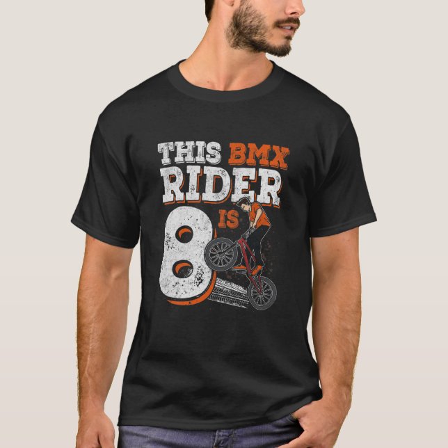 Camiseta Crianças de 8 anos BMX 8° aniversário BMX Biker Pa (Frente)