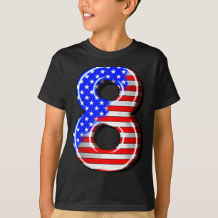 Camiseta Crianças de 8 Anos de Idade Bandeira EUA América A