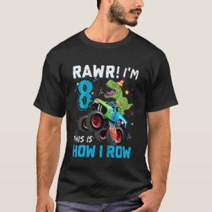 Camiseta Crianças de 8 anos Rawr Eu sou o 8º aniversário do