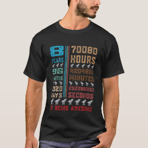 Camiseta Crianças De 8 Anos Sendo Incrível 8º Dinossauro Bi