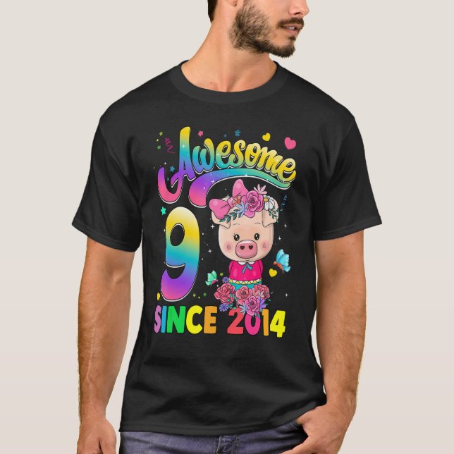 Camiseta Crianças De 9 Anos Desde 2014 Princesa Porco 9. (Frente)