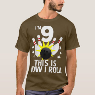 Camiseta Crianças de 9 anos Festa de aniversário Boliche co