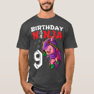 Camiseta Crianças de 9 anos Kawaii Cute Pig Japonês 9º Nasc