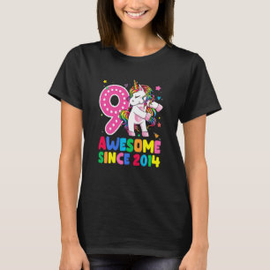 Camiseta Crianças de 9 anos Unicórnio Flosing 9º Aniversári