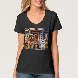Camiseta Crianças de animais bonitos em fantasias de Hallow