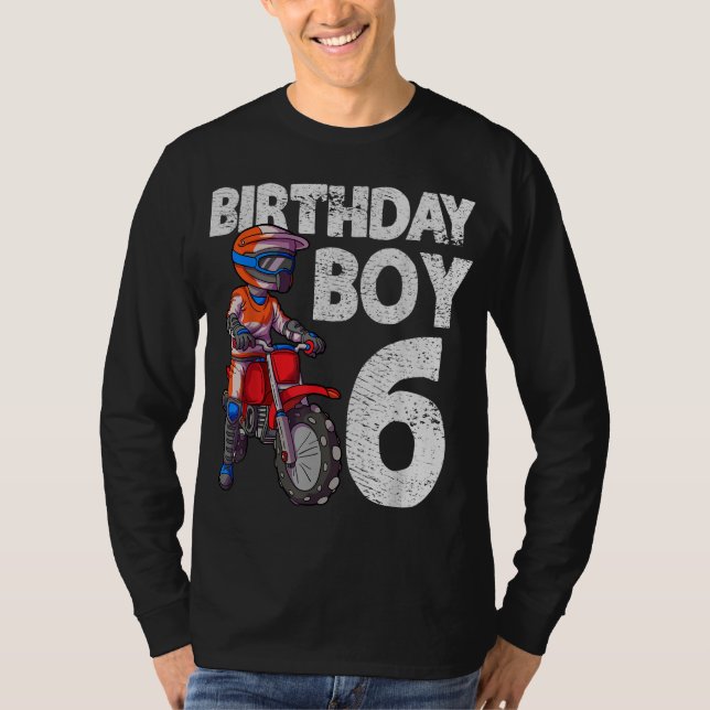 Camiseta Crianças de aniversário de 6 motocross MX 6 anos (Frente)