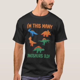 Camiseta Crianças de Aniversário do 5 de 5 Anos Dinossauros
