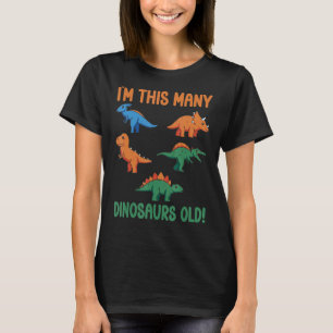 Camiseta Crianças de Aniversário do 5 de 5 Anos Dinossauros