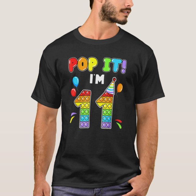 Camiseta Crianças de Aniversário Pop Eu tenho 11 anos de id (Frente)