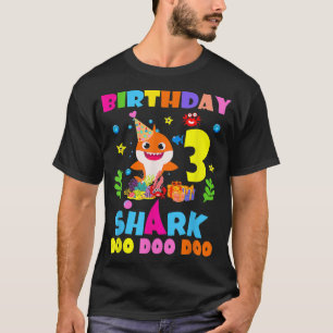 Camiseta Crianças de Aniversário Tubarão3 Anos 3ª Família