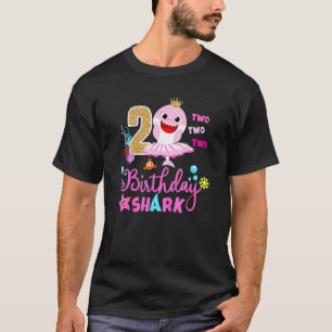 Camiseta Crianças De Aniversário Tubarão De 2 Anos Família 