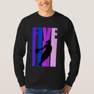 Camiseta Crianças de basquete 5 de aniversário Meninas de b