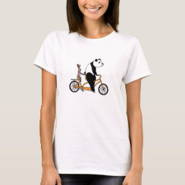 Camiseta Crianças de bicicleta de Tandem de Panda e Coelho