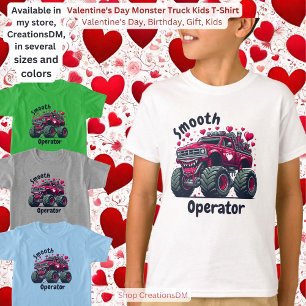 Camiseta Crianças de Caminhão do dia de os namorados Monste