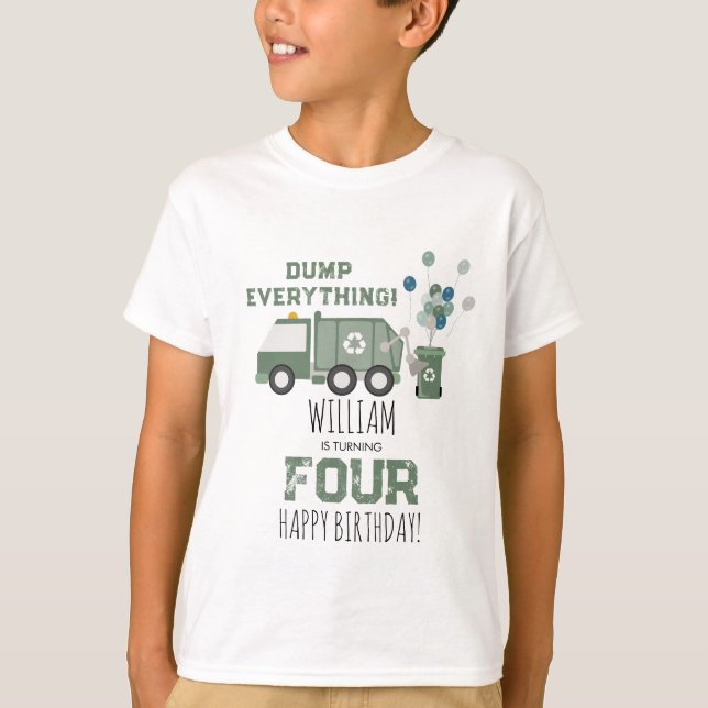 Camiseta Crianças de caminhoneiros com Reciclagem verde ele (Frente)
