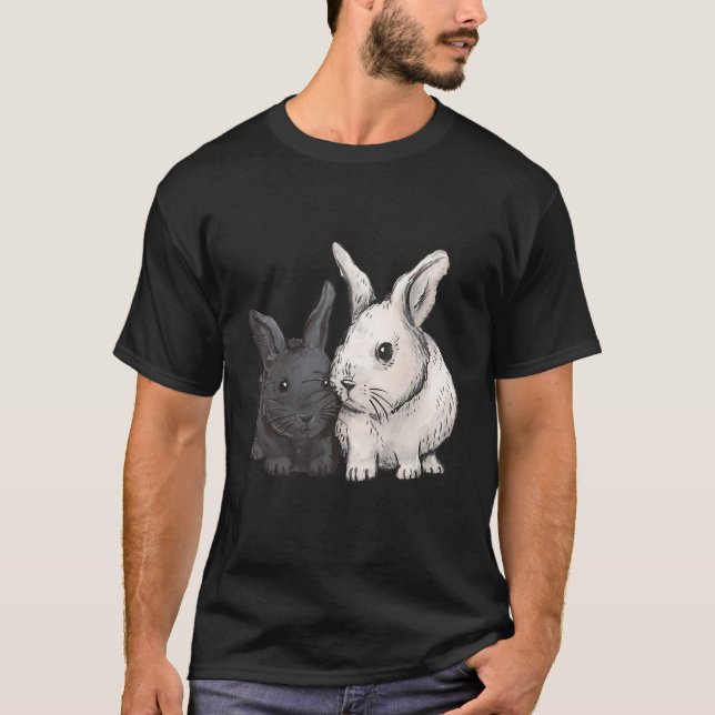 Camiseta Crianças de coelhos com impressões de animais (Frente)