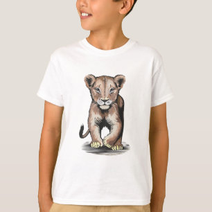 Camiseta Crianças De Cubo De Leão Bravo