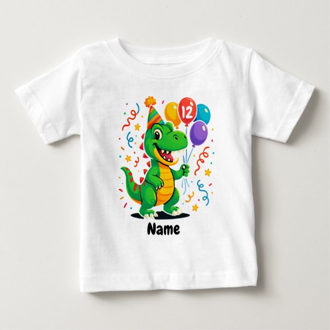 Camiseta Crianças de Dino de aniversário de lindos personal (Frente)