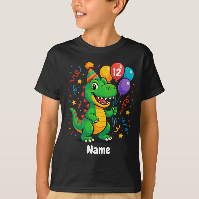Camiseta Crianças de Dino de aniversário de lindos personal (Frente)
