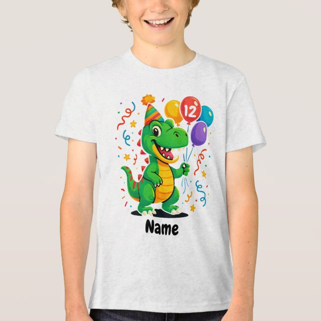 Camiseta Crianças de Dino de aniversário de lindos personal (Frente)