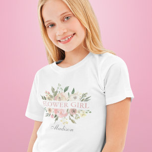 Camiseta Crianças de Flores de Casamento Floral Cor-de-Rosa