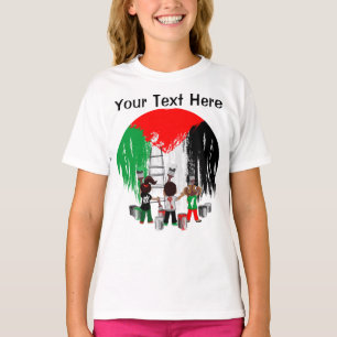 Camiseta Crianças de Gaza Pintando a Bandeira da Palestina 