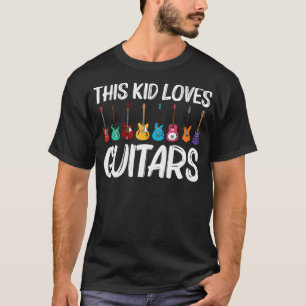 Camiseta Crianças de Guitarra Meninos Meninas Tocador de Gu