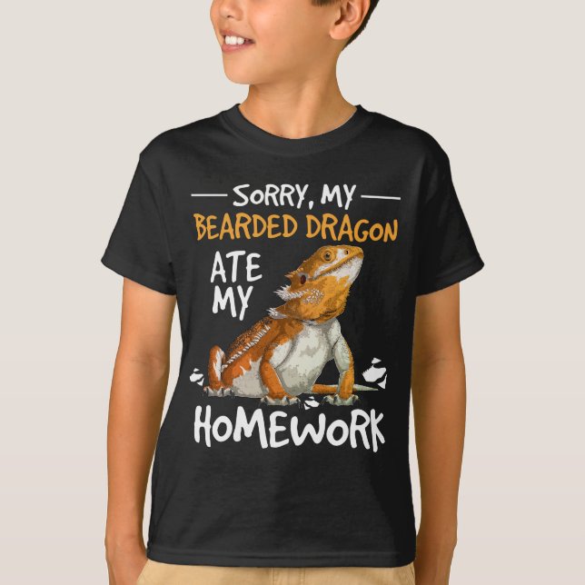 Camiseta Crianças de Homework do Dragão Engraçadas (Frente)