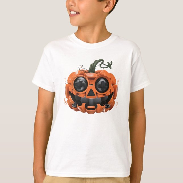 Camiseta Crianças de Jovens Assustadores de Jogos Pumpkin (Frente)