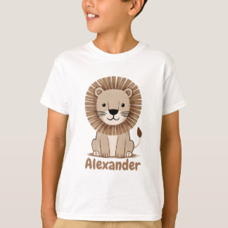 Camiseta Crianças de Leão-Cinto Nome personalizável