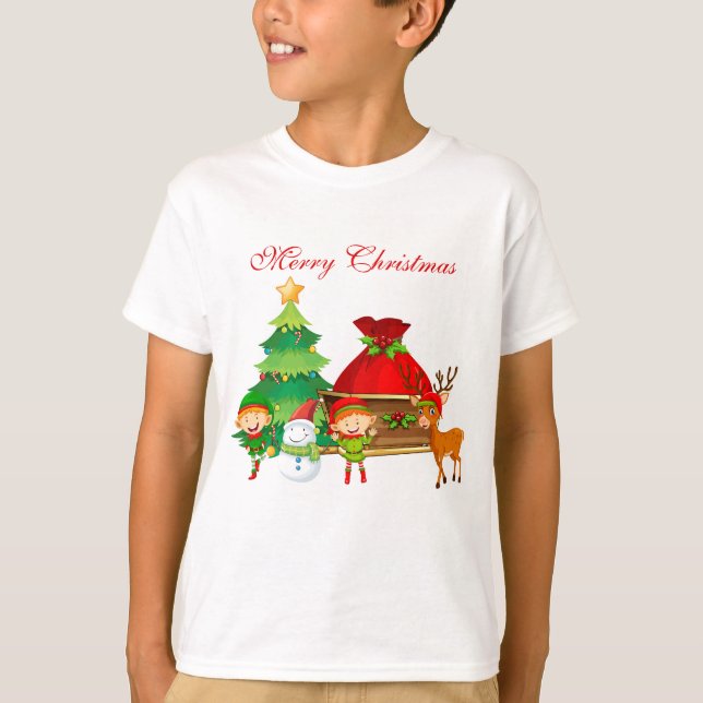 Camiseta Crianças de Natal Feliz (Frente)