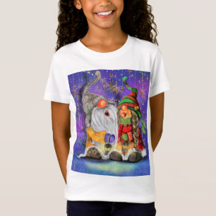 Camiseta Crianças de Natal Gnomos de Camisa-T Cantando Músi