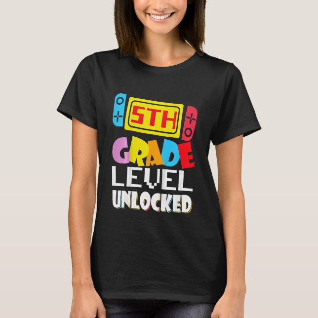 Camiseta Crianças de Nível 5 de Nível de Vídeo Desbloqueado (Frente)