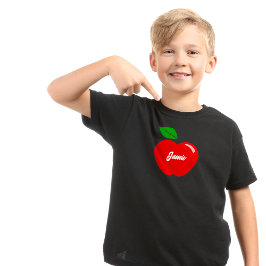Camiseta Crianças de Nomes Personalizados da Apple Vermelha