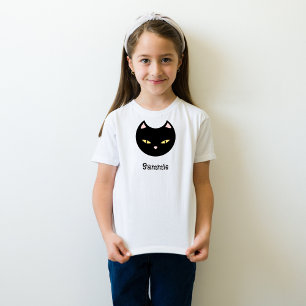 Camiseta Crianças de nomes personalizados de gatos pretos d