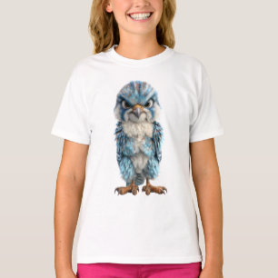 Camiseta Crianças de Pássaro Raptor Azul Irritado