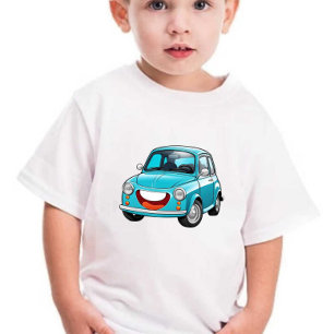 Camiseta Crianças De Prin-Pin De Carros Com Sorriso Azul