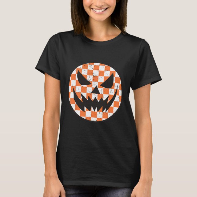 Camiseta Crianças de Trendy do Rosto de Halloween com Padrã (Frente)