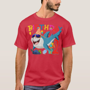 Camiseta Crianças de tubarão da família do segundo aniversá