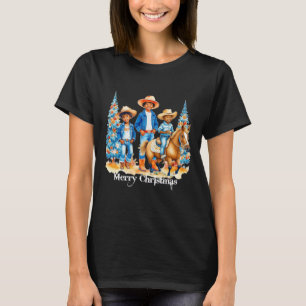Camiseta Crianças de vaqueiro preto com Feliz de cavalo