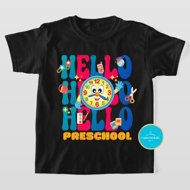 Camiseta Crianças de volta à escola | Hello Preschool T-Shi (Criador carregado)
