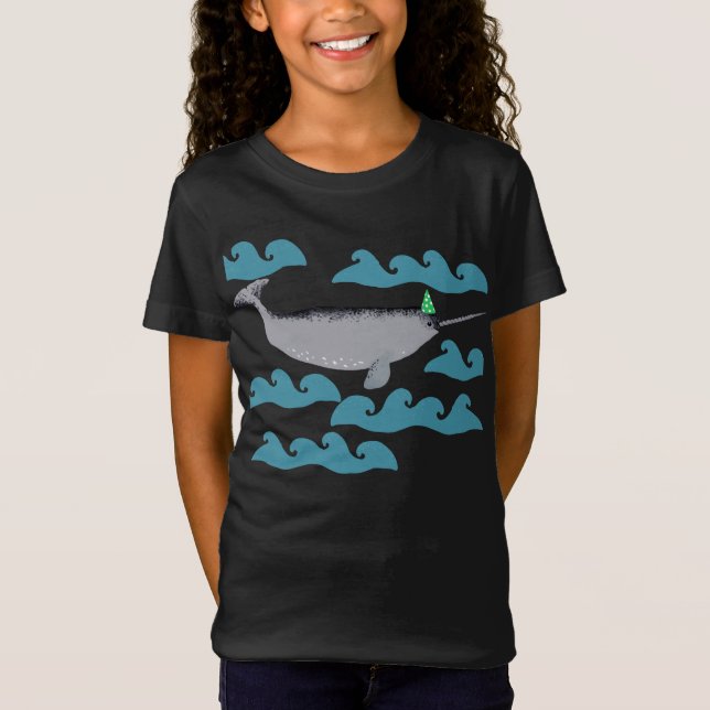 Camiseta Crianças de Whaley Sea Cute Unicorn Narwhale (Frente)