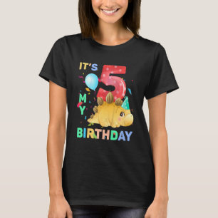 Camiseta Crianças Dino Dinossauro Bonito 5 cinco meninos de