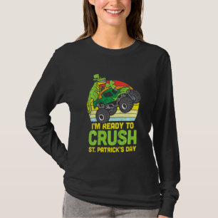Camiseta Crianças Dino Monster Truck Ready Esmagam St Patri