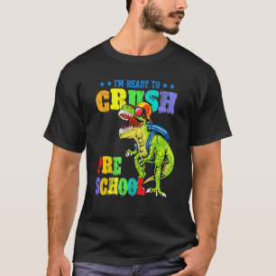 Camiseta Crianças Dinossauras Estou Pronta Para Esmagar A P
