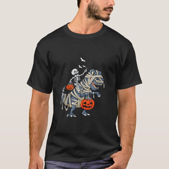Camiseta Crianças Dinossauras Rex Skeleton Candy Hall (Frente)