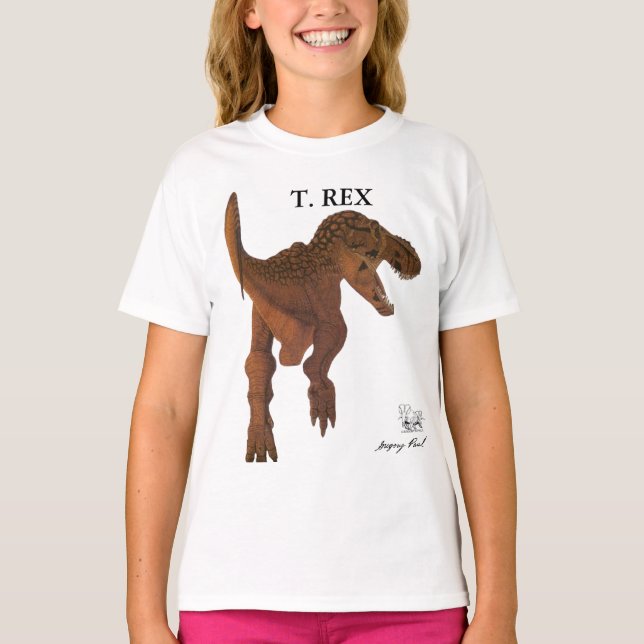 Camiseta Crianças Dinossauras Shirt Tyrannosaurus rex Greg  (Frente)